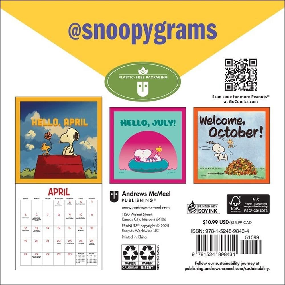 Peanuts 2026 Mini Wall Calendar First Alternate Image