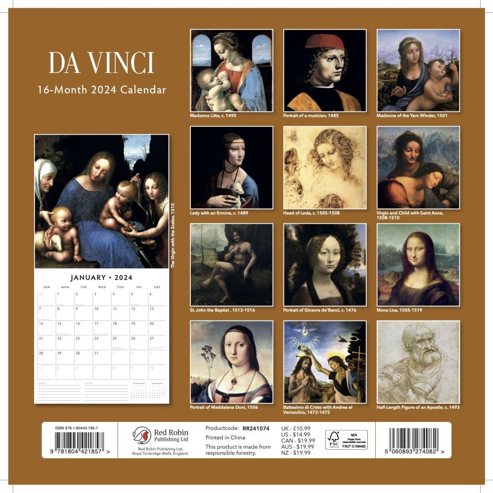 Da Vinci 2024 Wall Calendar Alternate Image 1