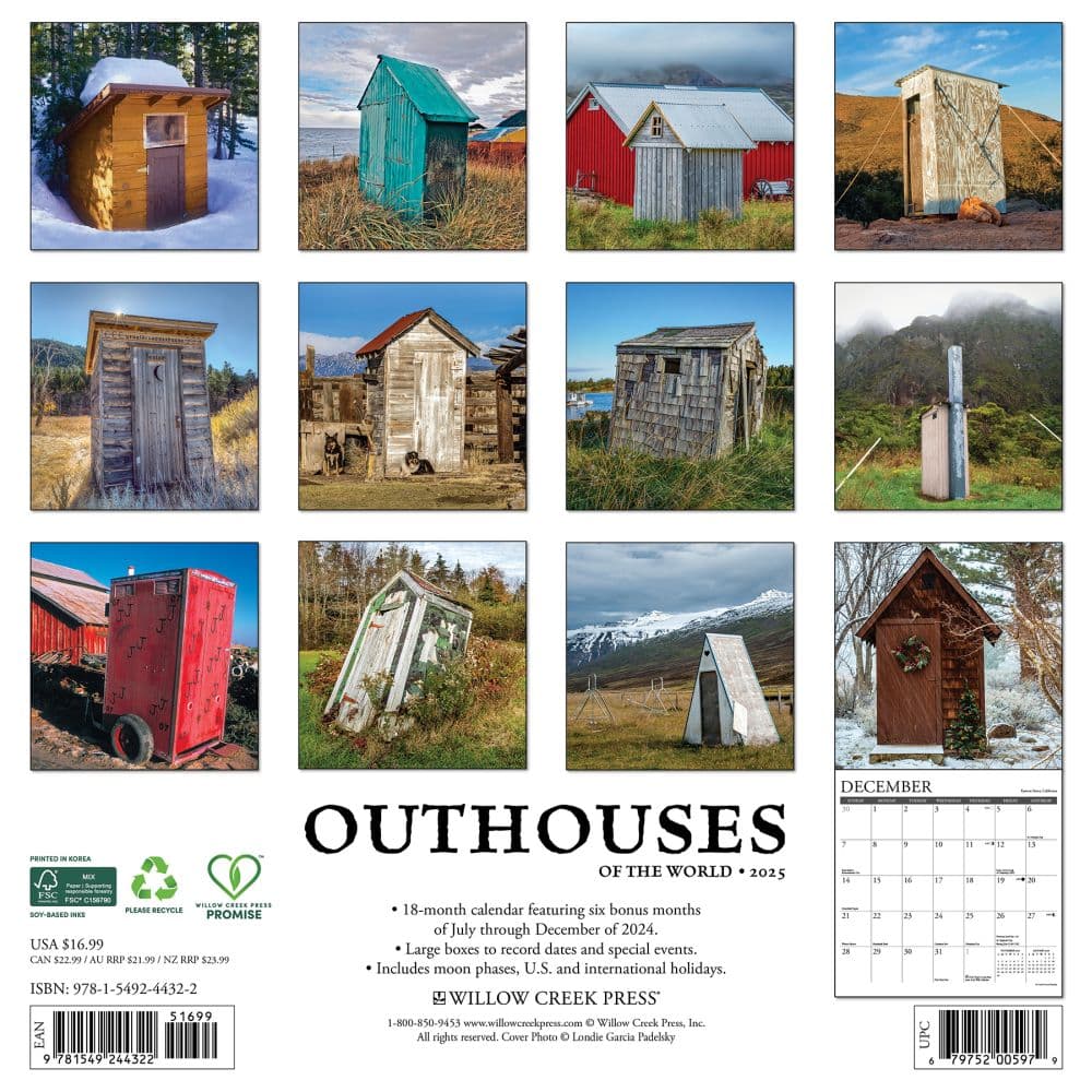 Outhouses 2025 Wall Calendar First Alternate Image width="1000" height="1000"