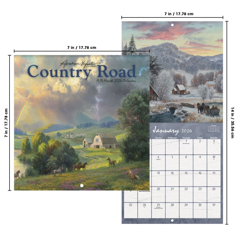 Country Road Abraham Hunter 2026 Mini Wall Calendar Sixth Alternate Image