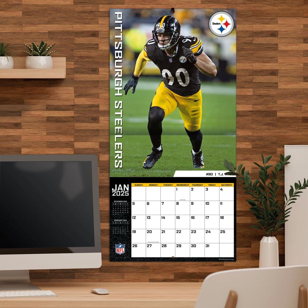 NFL Pittsburgh Steelers 2025 Wall Calendar measure