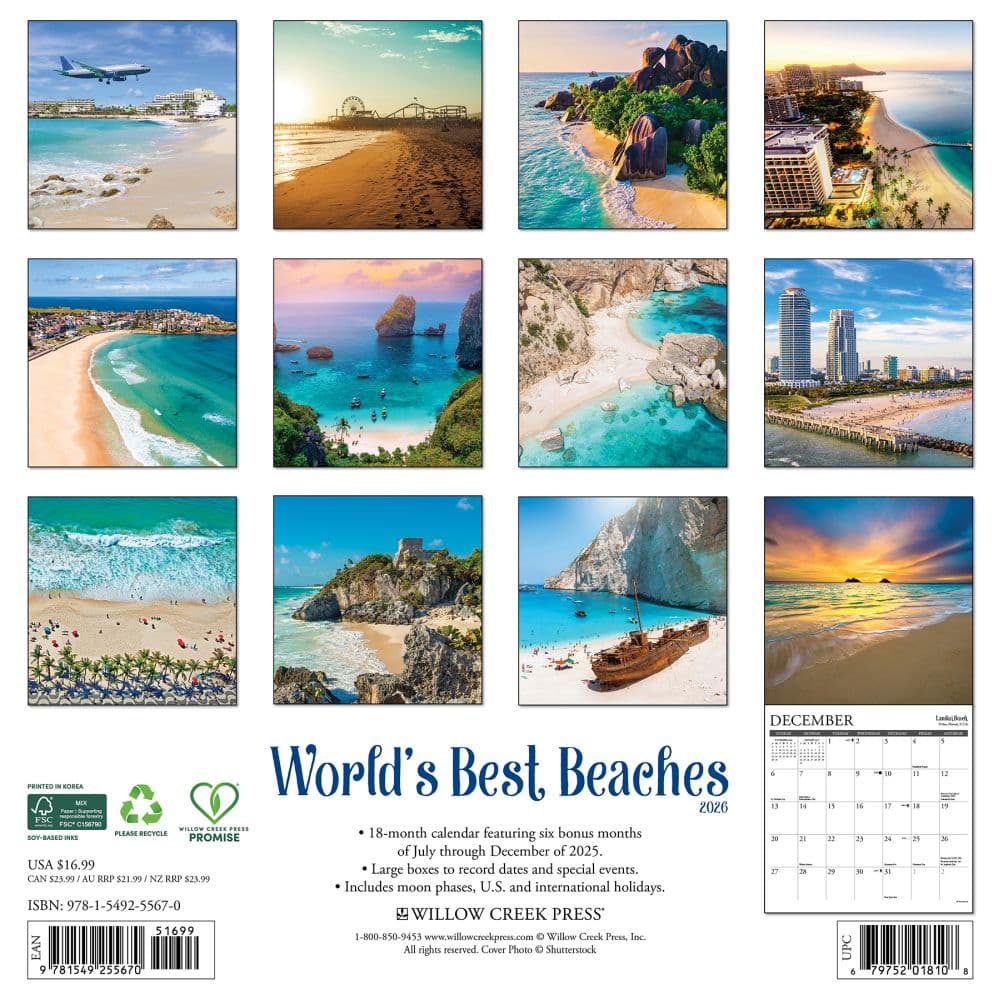 Worlds Best Beaches 2026 Wall Calendar First Alternate Image