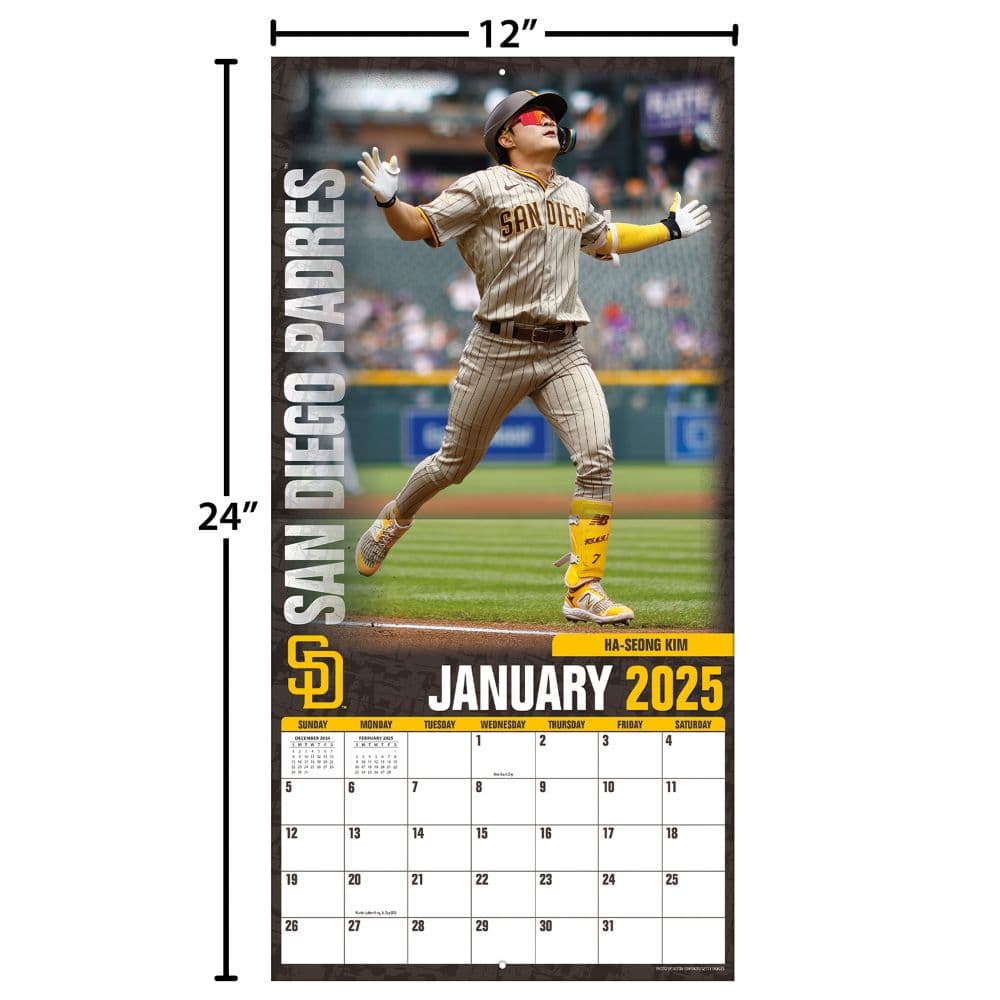 MLB San Diego Padres 2025 Wall Calendar Fifth Alternate Image