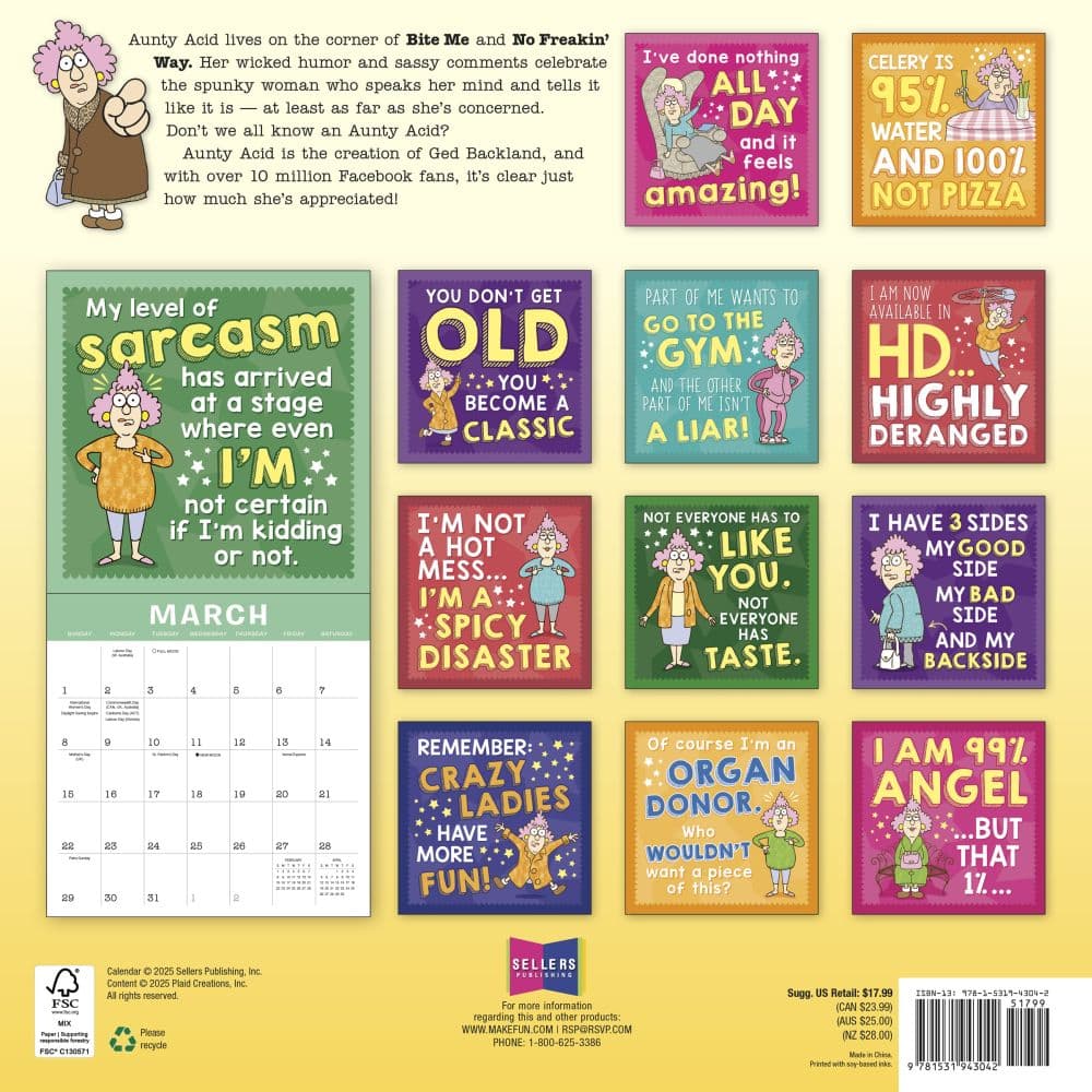 Aunty Acid 2026 Wall Calendar First Alternate Image
