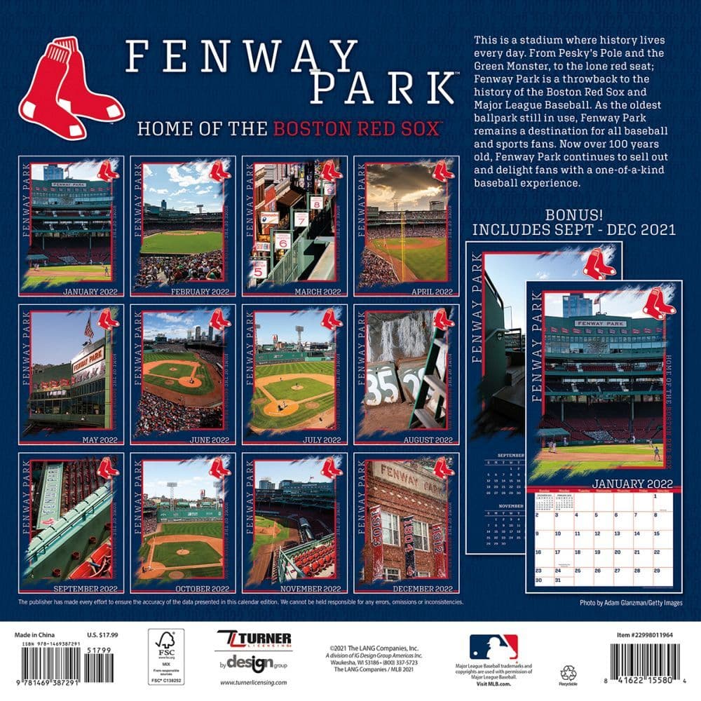 Fenway Schedule 2022 Mlb Fenway Park Boston 2022 Wall Calendar - Calendars.com