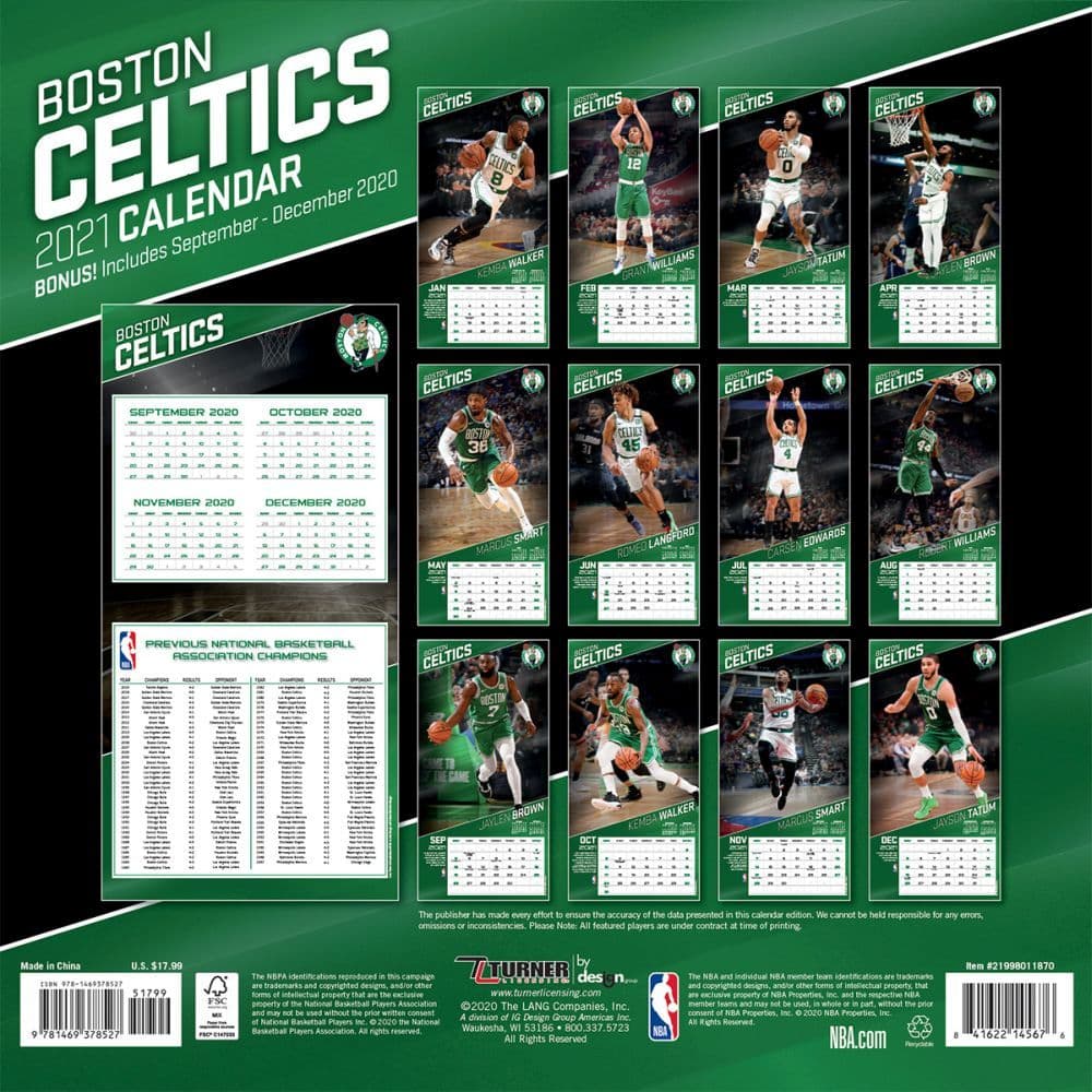 Boston Celtics Wall Calendar