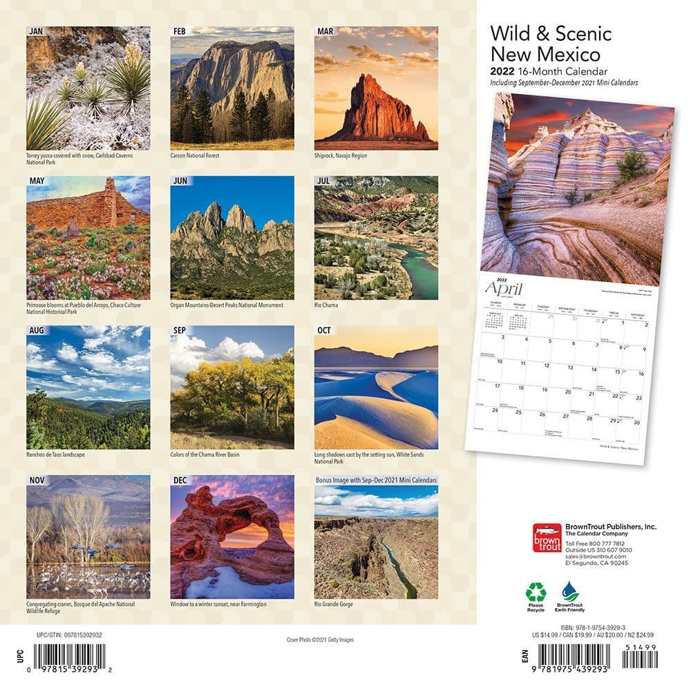 Unm Schedule Fall 2022 New Mexico Wild And Scenic 2022 Wall Calendar - Calendars.com