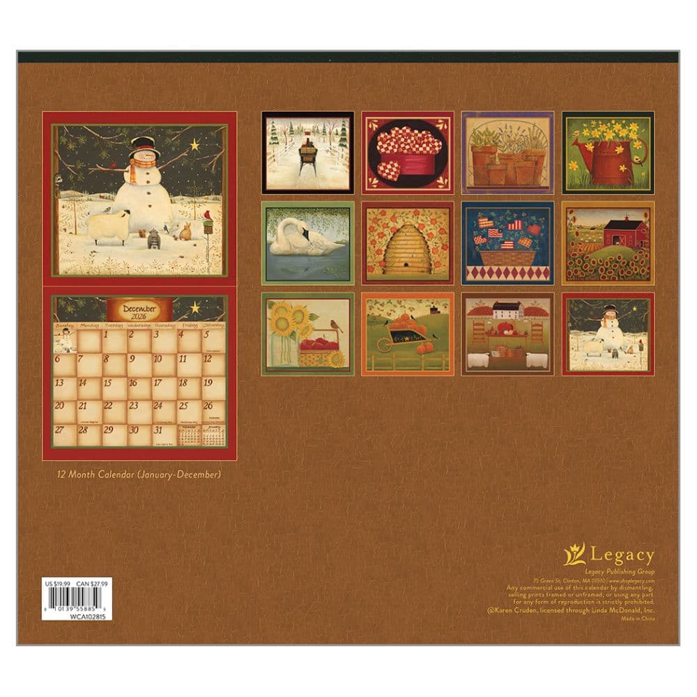 Simply Shaker by Karen Cruden 2026 Wall Calendar First Alternate Image