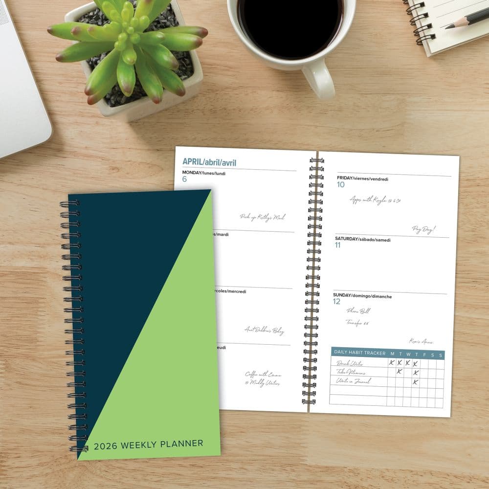 Navy Lime Duotone 2026 Spiral Weekly Planner Third Alternate Image