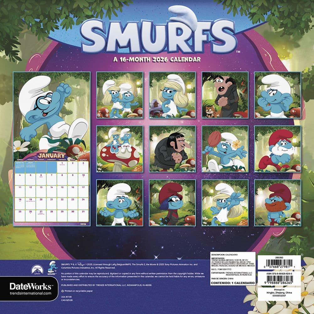 Smurfs 2 2026 Wall Calendar First Alternate Image
