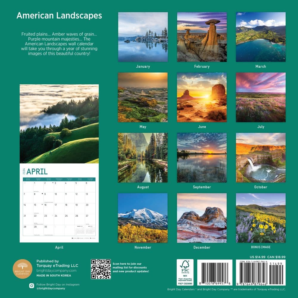 American Landscapes 2024 Wall Calendar First Alternate Image width=&quot;1000&quot; height=&quot;1000&quot;