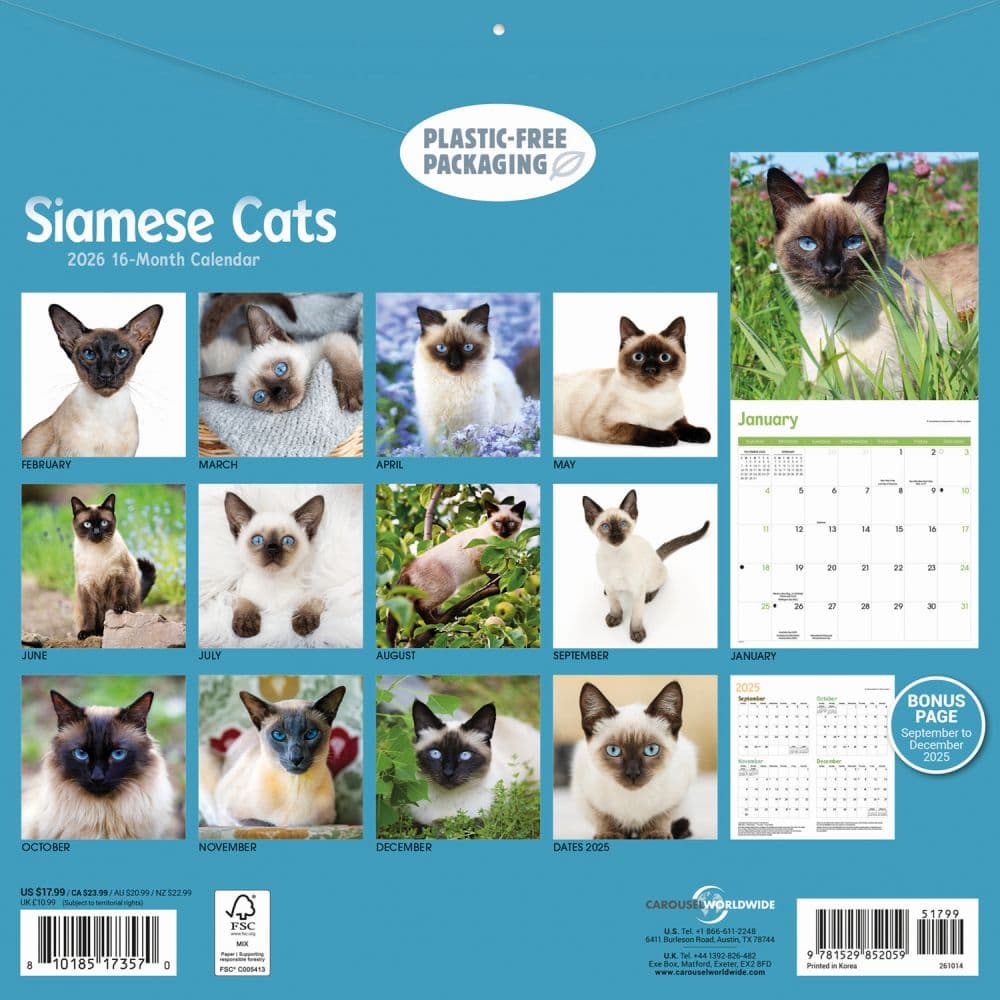 Siamese Cats 2026 Wall Calendar First Alternate Image