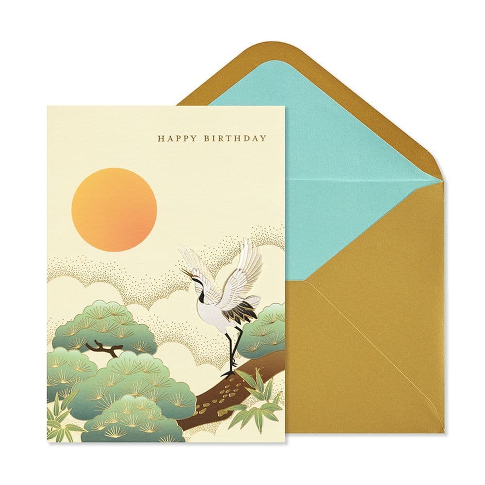 Crane With Sun Greeting Card