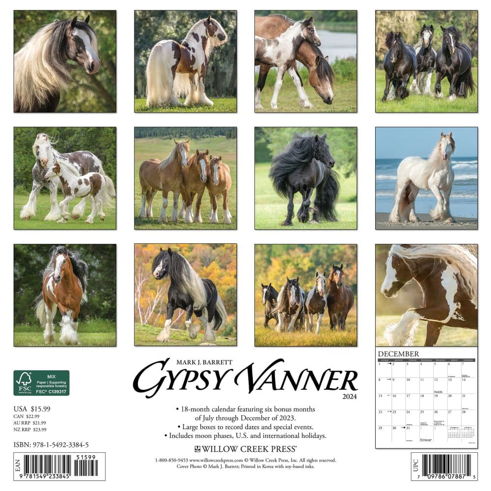 Gypsy Vanner Horses 2024 Wall Calendar