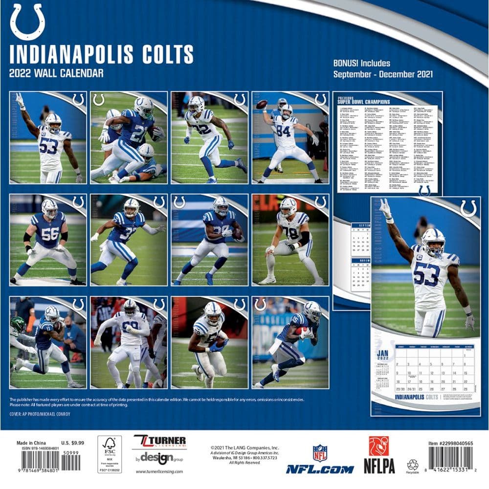 nfl indianapolis colts 2022 mini wall calendar calendarscom