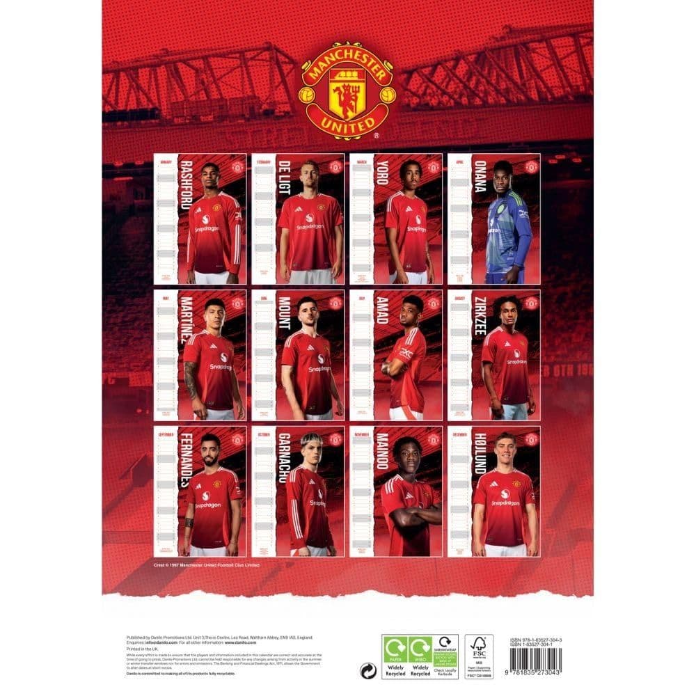 Manchester United FC Poster 2025 Wall Calendar First Alternate Image