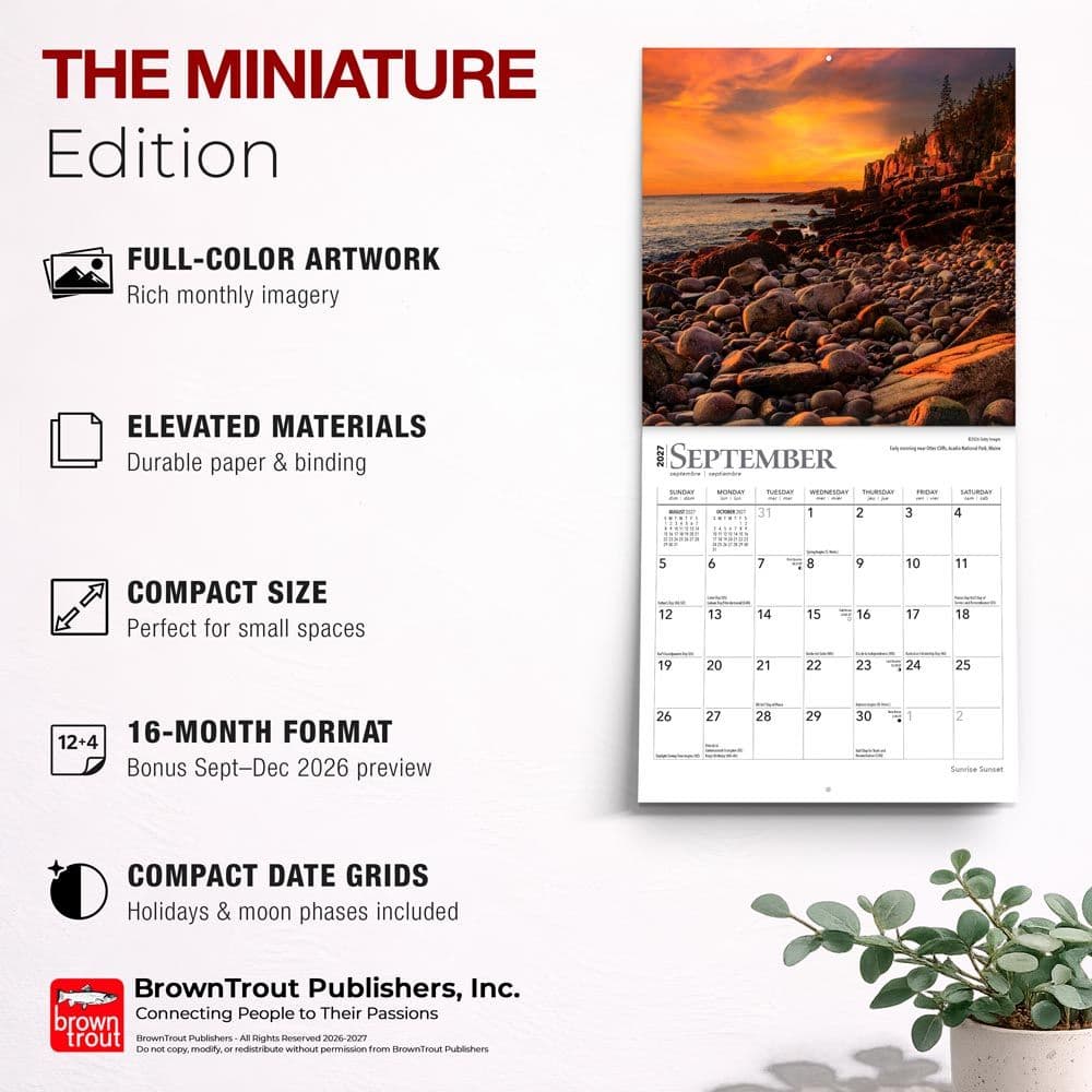 Sunrise Sunset 2027 Mini Wall Calendar Fifth Alternate Image
