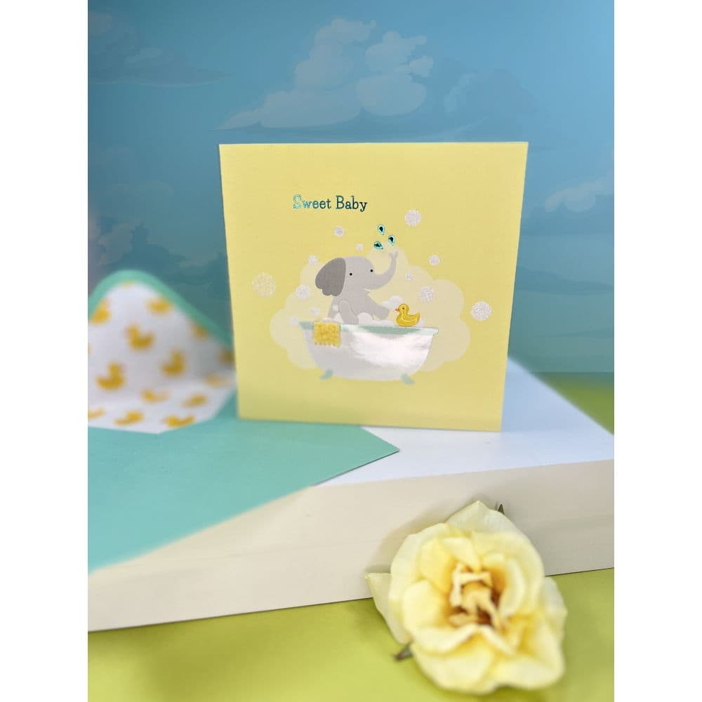 Elephant in Bath Tub Baby Congratulation Card Alt7