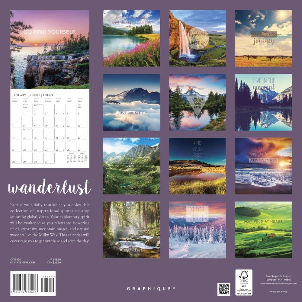 Wanderlust 2024 Wall Calendar