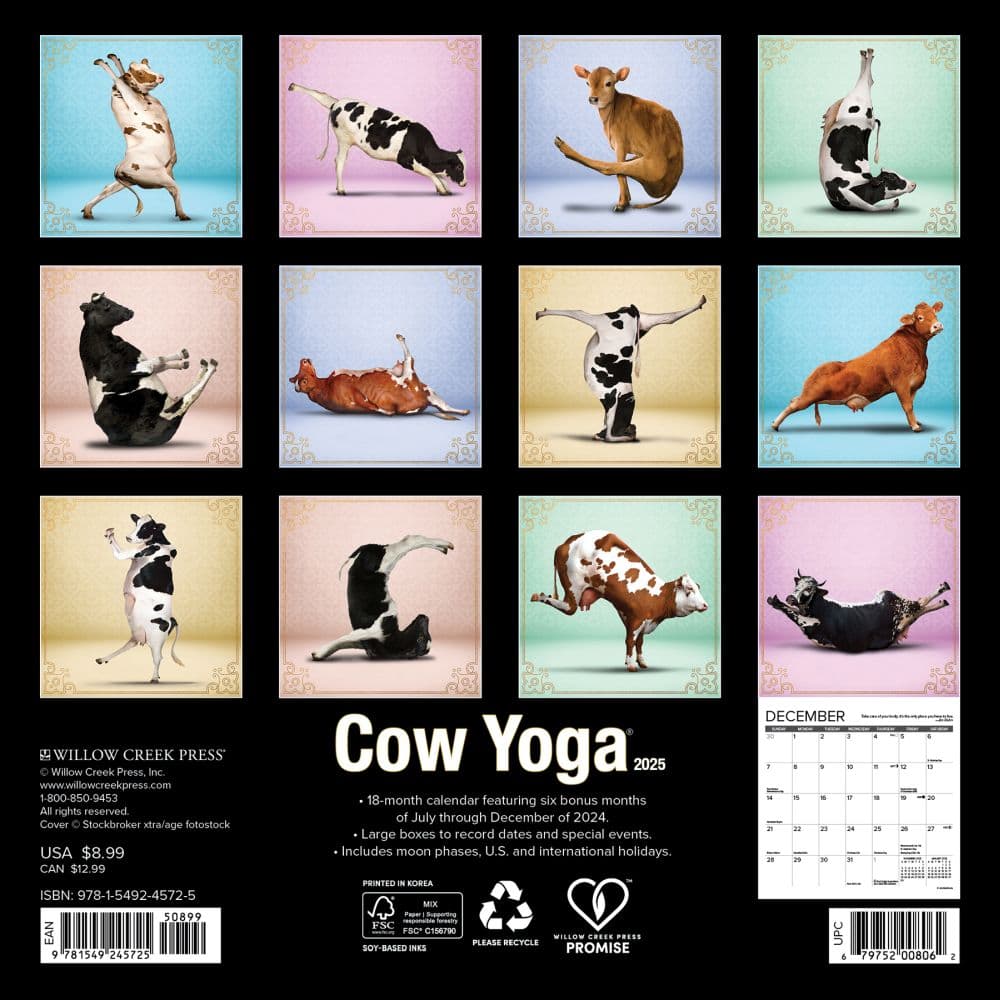 Cow Yoga 2025 Mini Wall Calendar First Alternate Image width="1000" height="1000"