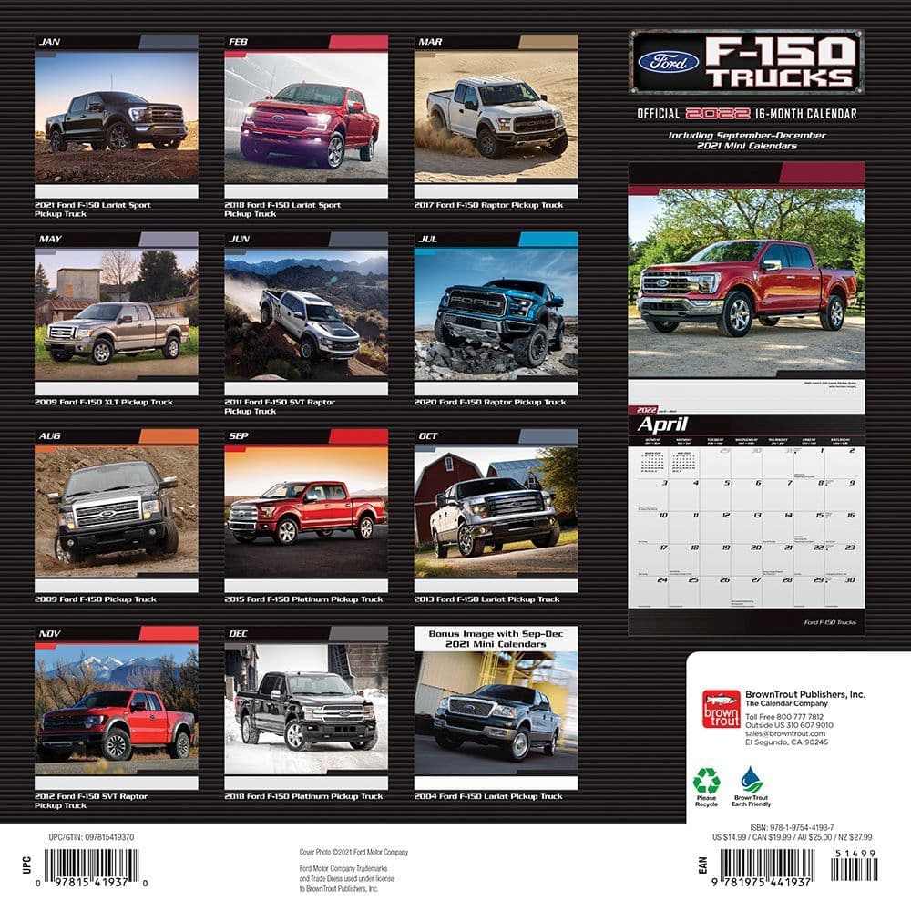 Ford F150 Trucks 2022 Wall Calendar - Calendars.com