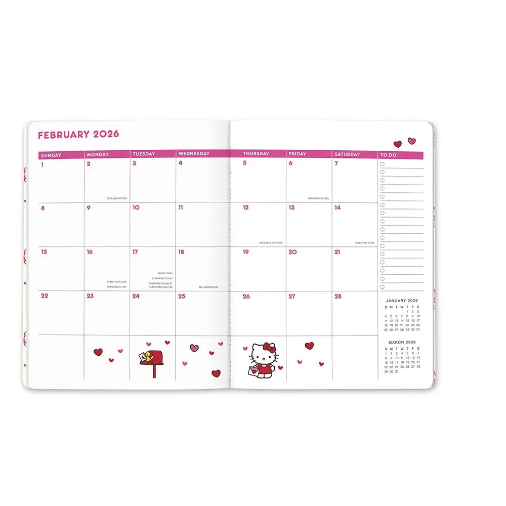 Hello Kitty Playful Pink 2026 Monthly Planner