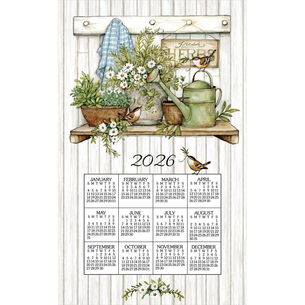 Fresh Herbs 2026 Calendar Towel
