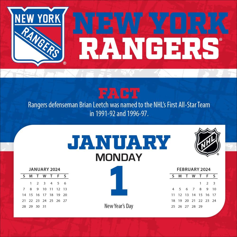 New York Rangers 2024 Desk Calendar