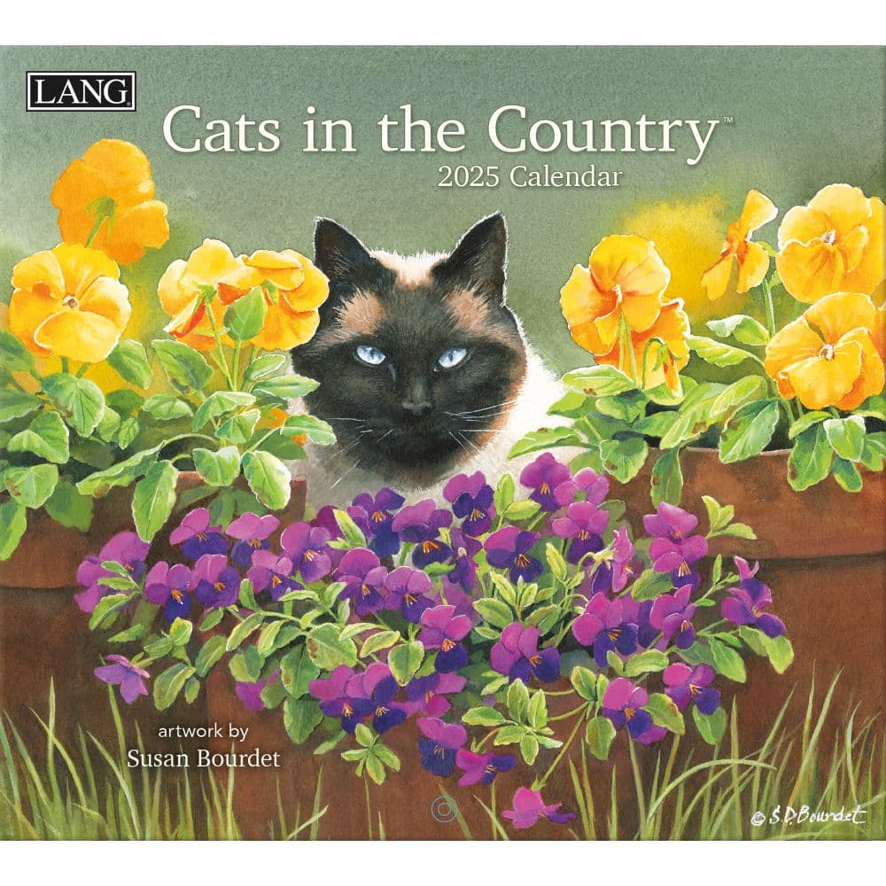 Cats in the Country by Susan Bourdet 2025 Wall Calendar