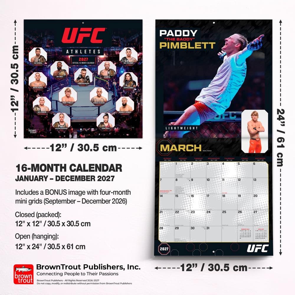 UFC Athletes 2027 Wall Calendar Sixth Alternate Image