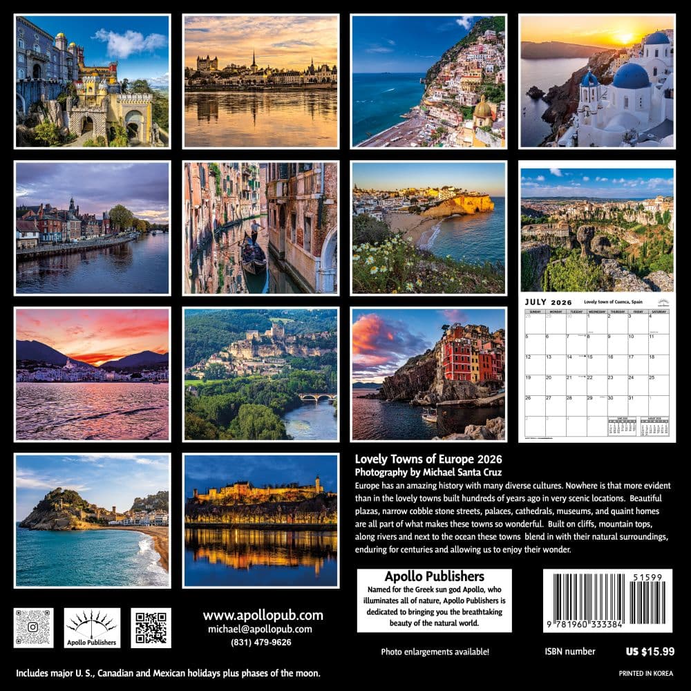 Lovely Towns of Europe 2026 Wall Calendar First Alternate Image