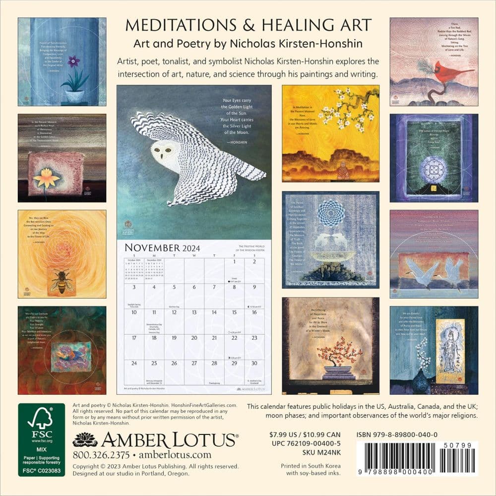 Meditations Heal Poetry 2024 Mini Wall Calendar Alternate Image 1
