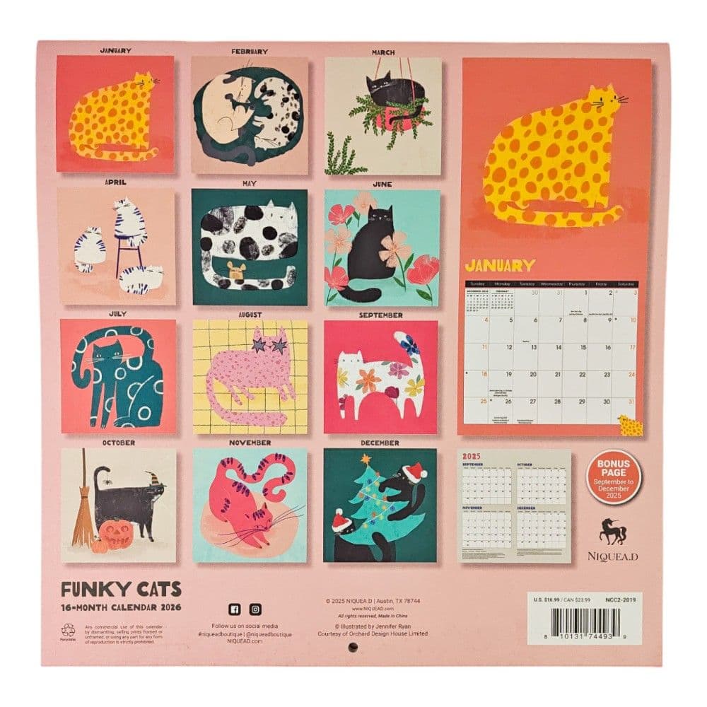 Funky Cats 2026 Wall Calendar First Alternate Image