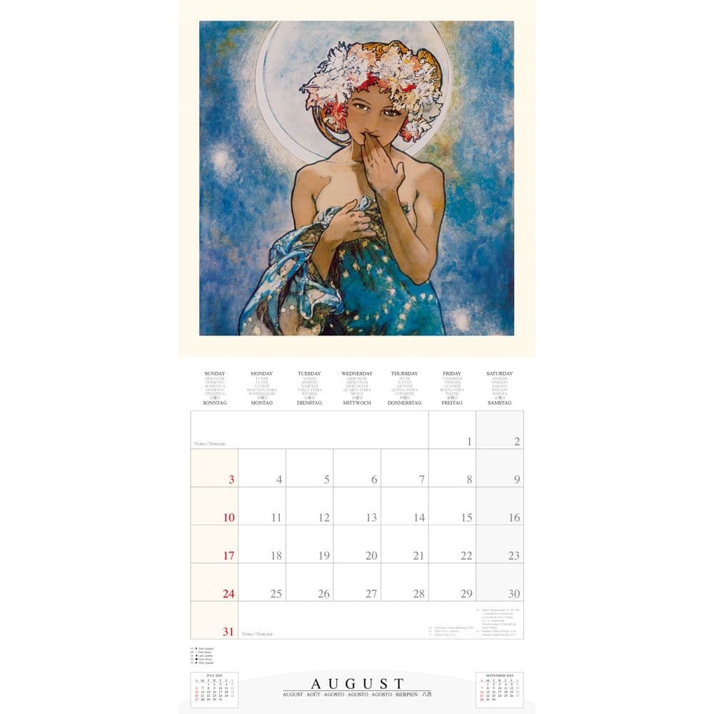 Mucha Poster Art 2025 Wall Calendar Third Alternate Image width="1000" height="1000"