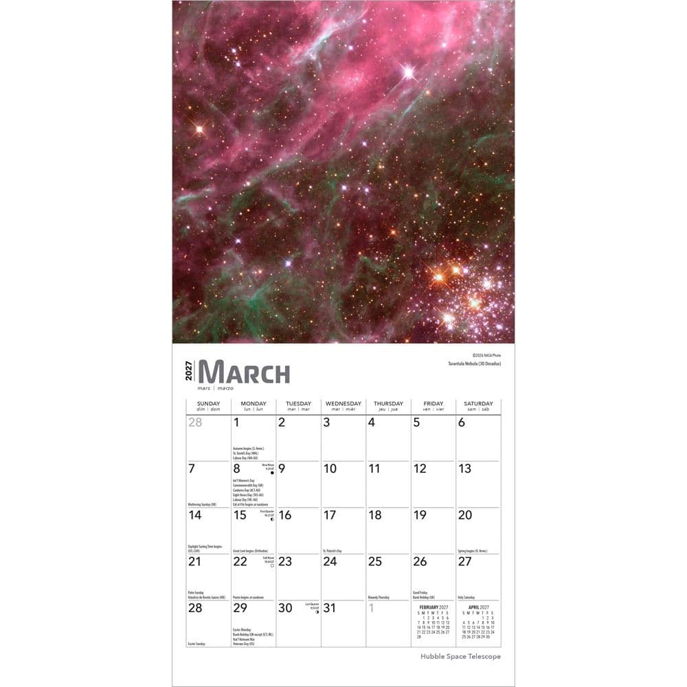 Hubble Space Telescope 2027 Mini Wall Calendar Second Alternate Image