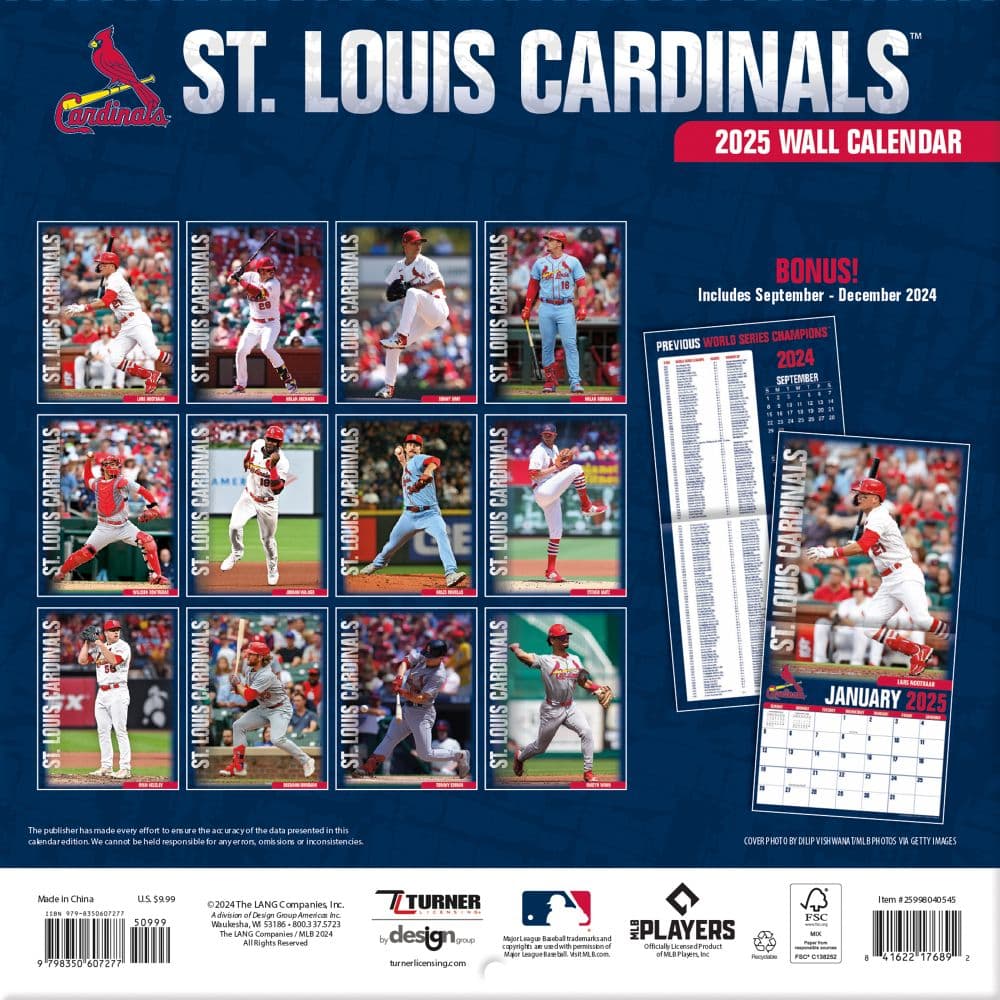 MLB St Louis Cardinals 2025 Mini Wall Calendar Fourth Alternate Image