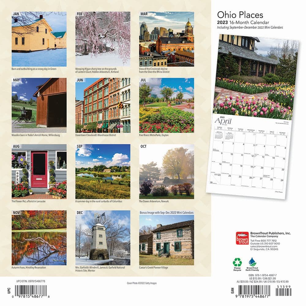 Ohio Places 2023 Wall Calendar - Calendars.com