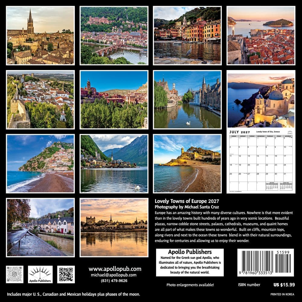 Lovely Towns of Europe 2027 Wall Calendar First Alternate Image