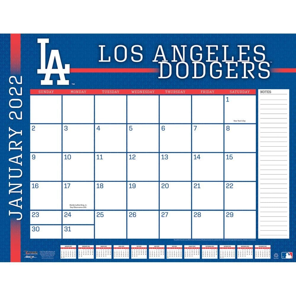 Mlb Los Angeles Dodgers 2022 Desk Pad Calendars Com