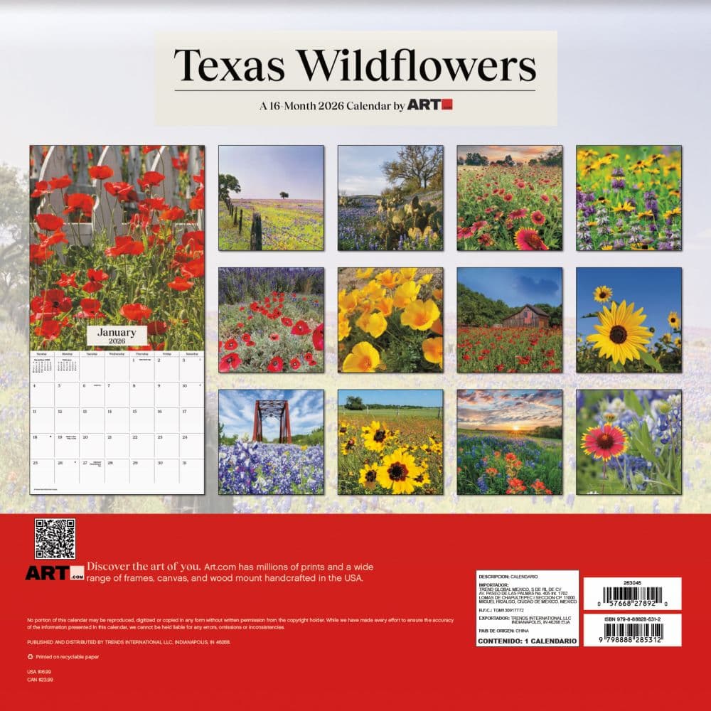 Texas Wildflowers 2026 Wall Calendar First Alternate Image