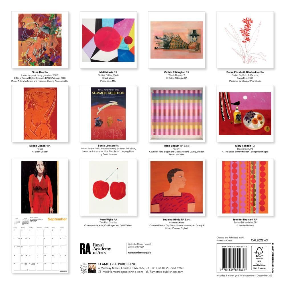 Royal Academy Of Arts 2022 Wall Calendar - Calendars.com