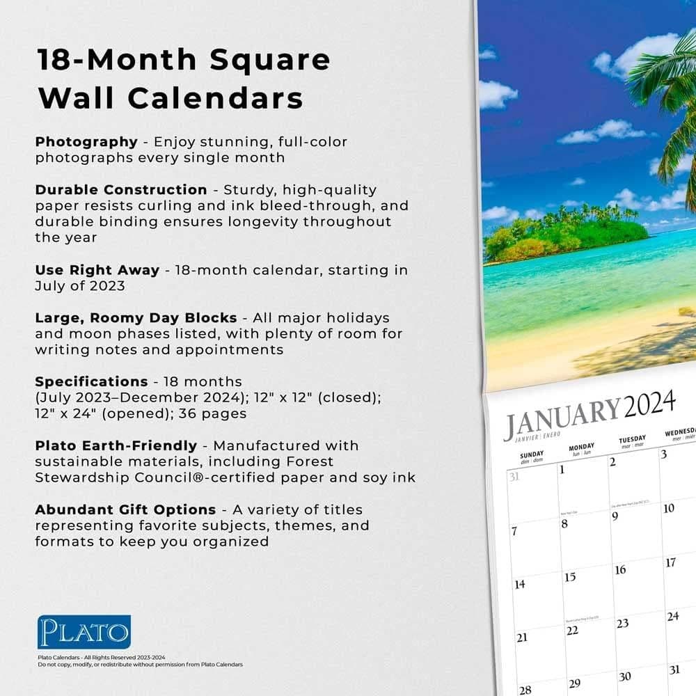 Tropical Islands 18 Month Plato 2024 Wall Calendar Alt4