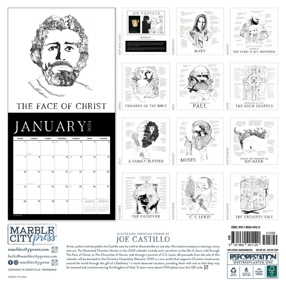 Illustrated Christian Stories 2024 Wall Calendar