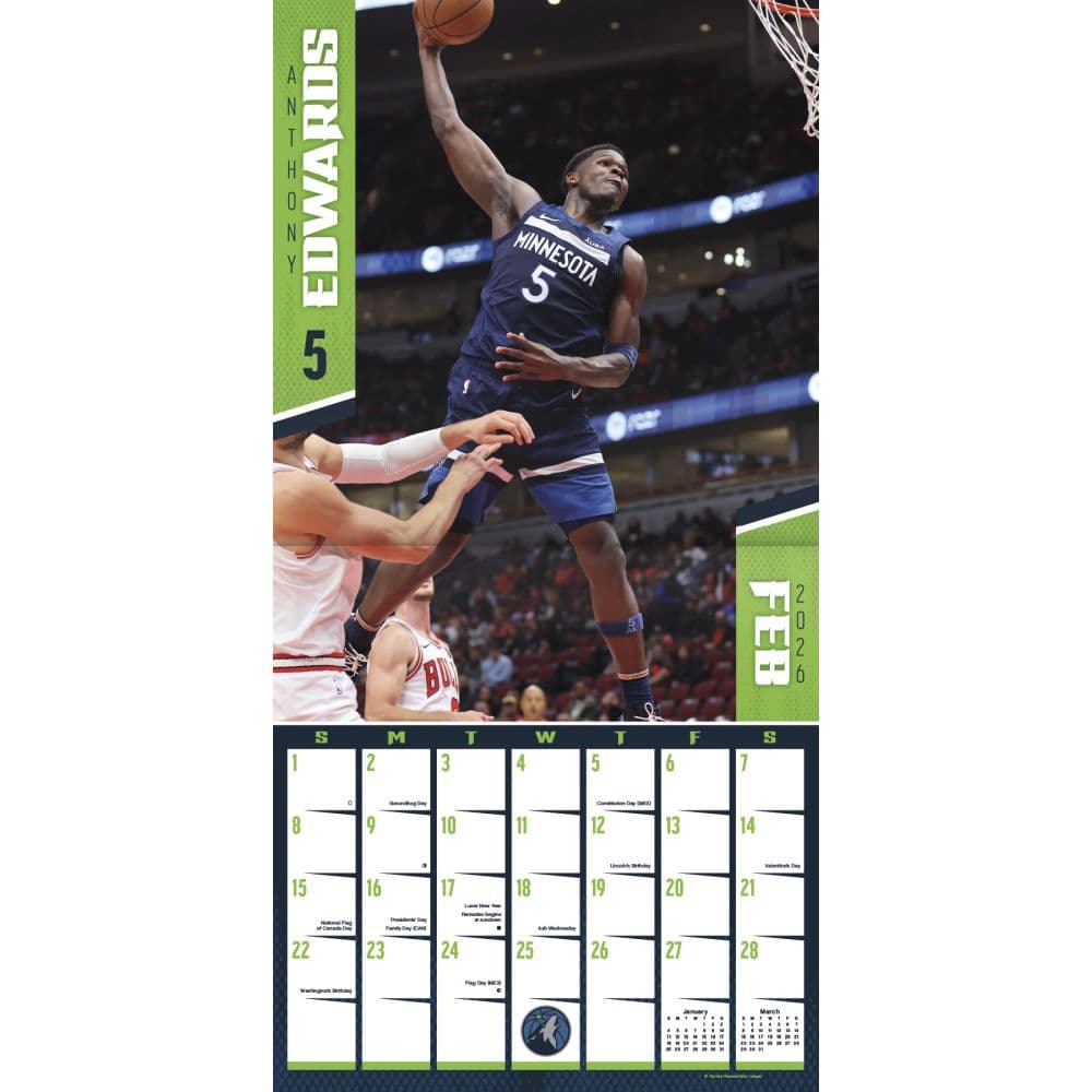 NBA Dunks 2026 Wall Calendar Third Alternate Image