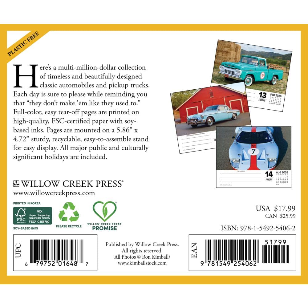 Cars and Trucks Classic 2026 Desk Calendar First Alternate Image