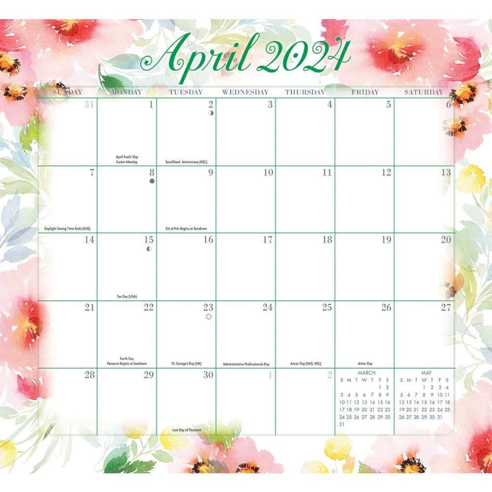 Floral Jumbo Magic Grip 2024 Wall Calendar