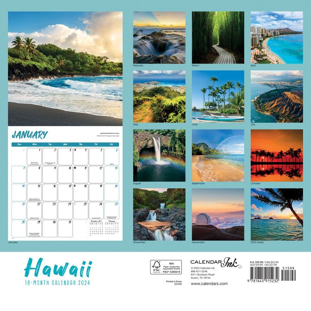 Hawaii 2024 Wall Calendar First Alternate Image width=&quot;1000&quot; height=&quot;1000&quot;