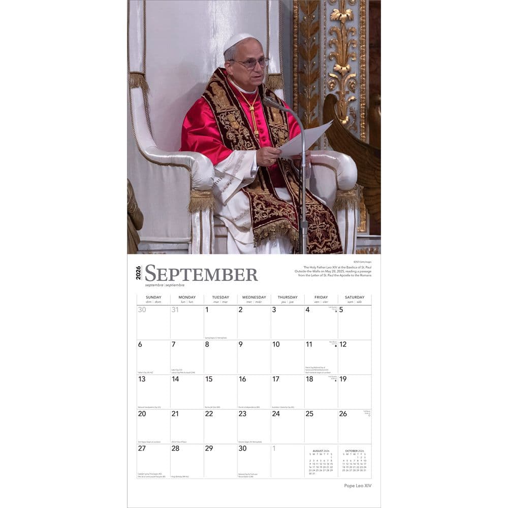 Pope Leo 2026 Wall Calendar Third Alternate Image