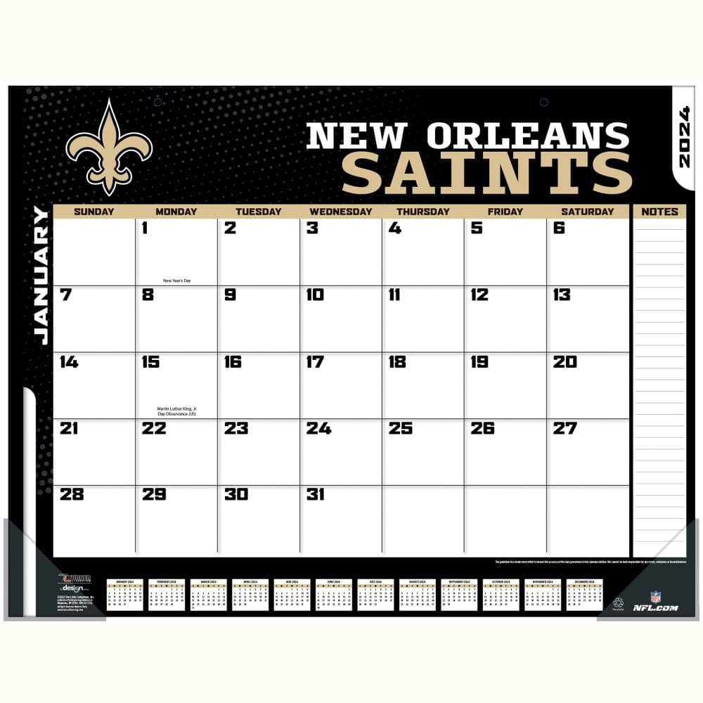 NFL New Orleans Saints 2024 Desk Pad First Alternate Image width=&quot;1000&quot; height=&quot;1000&quot;