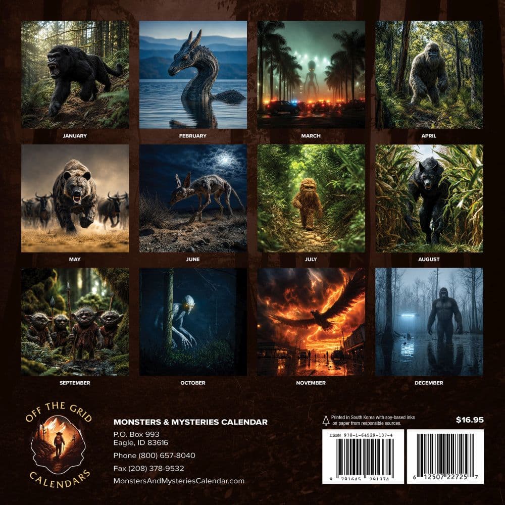 Monsters and Mysteries 2027 Wall Calendar First Alternate Image